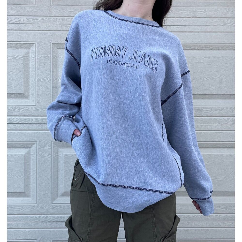 Vintage Tommy Hilfiger Reverse Stitch Gray Crewneck Sweatshirt XXL